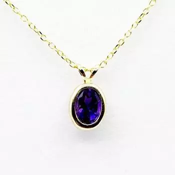 Ожерелье с овальной рамкой из аметиста 8x6 мм, элегантный дизайн, фиолетовый камень