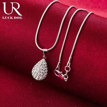 Ожерелье с овальным кулоном из стерлингового серебра 925 пробы, модные свадебные украшения O-45CM