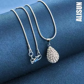 Ожерелье с овальным кулоном из стерлингового серебра 925 пробы, модные свадебные украшения O-45CM