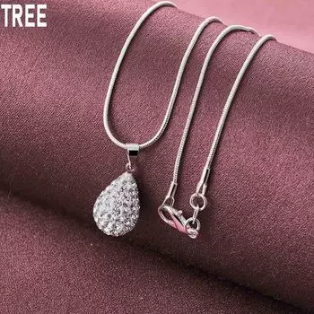 Ожерелье с овальным кулоном из стерлингового серебра 925 пробы, модные свадебные украшения O-40CM