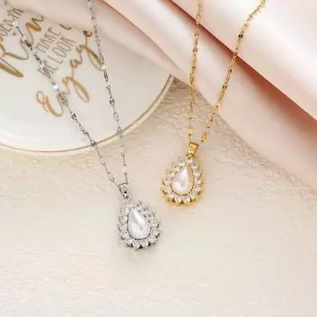 Ожерелье с овальным жемчугом и бриллиантовым ожерельем на ключицу для женщин