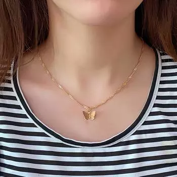 Ожерелье с пайетками и звездами-бабочками, романтическое ожерелье-цепочка, элегантное ожерелье, женский подарок золотой