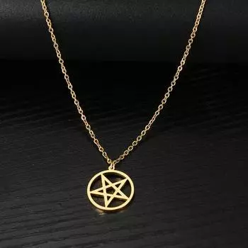 Ожерелье с пентаграммой для женщин из нержавеющей стали, качественные модные ювелирные изделия 45cm