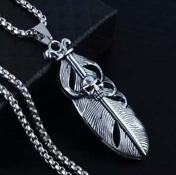 Ожерелье с перьями, Парная подвеска, Прилив Титановая сталь Универсальные аксессуары Ретро