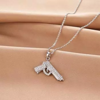 Ожерелье с пистолетом из бриллиантов для мужчин и женщин, высокоиндивидуальное, креативное микро-кулон, в стиле хип-хоп