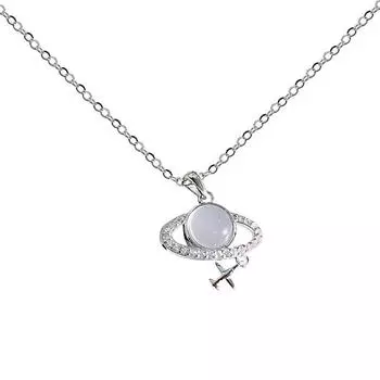 Ожерелье с планетой из белого агата, женское, легкое, роскошное, милое, чистое, ветровое, ожерелье-цепочка, украшение