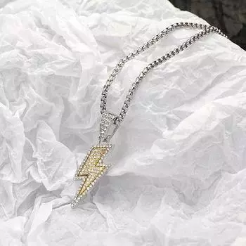 Ожерелье с подвесками Shine Full Zircon Lightning Ожерелье для женщин и мужчин Iced Out Chain Хип-хоп вечерние ювелирные аксессуары
