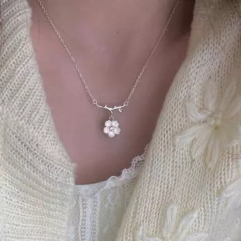 Ожерелье с подвесками в виде цветущей вишни из стерлингового серебра 925 пробы для женщин и девочек, ювелирные изделия Dz025