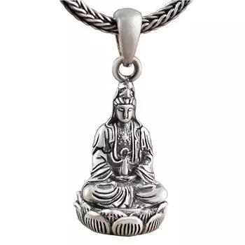 Ожерелье с подвеской Авалокитешвара для мужчин, ювелирные изделия, ожерелье из стерлингового серебра 925 пробы, может быть открыто, Бодхисаттва с буддийскими Писаниями