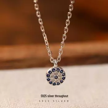 Ожерелье с подвеской Banyan Tree S925 Silver Devil s Eye Blue - женская роскошная ключичная цепочка 2024 NS204 белого золота
