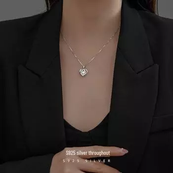 Ожерелье с подвеской Banyan Tree S925 из серебра с дизайном в виде сердца и бриллиантовым акцентом — элегантный подарок на День святого Валентина для женщин NS820 синий