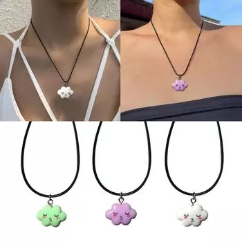 Ожерелье с подвеской Cloud Face, регулируемая длина, цепочка на ключицу, модная цепочка на шею, стильный женский модный аксессуар белый