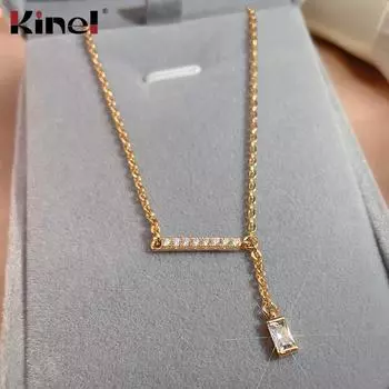 Ожерелье с подвеской цвета розового золота Kinel для женщин, уникальное повседневное ожерелье с цирконом розового золота