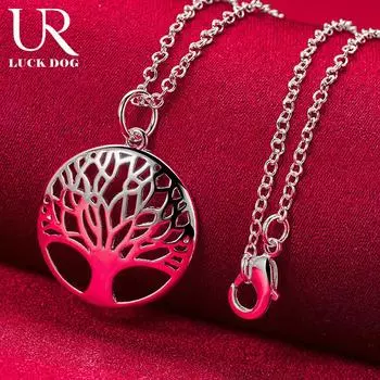 Ожерелье с подвеской «Дерево жизни» из стерлингового серебра 925 пробы, модные свадебные украшения O-45CM