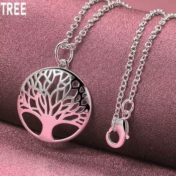 Ожерелье с подвеской «Дерево жизни» из стерлингового серебра 925 пробы, модные свадебные украшения O-40CM