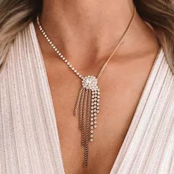 Ожерелье с подвеской Diamond Flow Su Модное, простое ожерелье с дикими стразами Европейские и американские аксессуары для женщин серебряный