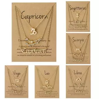 Ожерелье с подвеской для мужчин, женщин, девочек, подарки, золото, серебро, 1 шт., ожерелье, кулон, 12 ювелирных изделий ручной работы в виде созвездий Cancer Silver