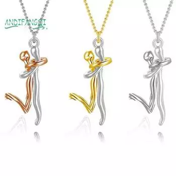 Ожерелье с подвеской для пары в стиле хип-хоп-любители панка обнимаются, обещают подарок на свадьбу золотистый/чёрный