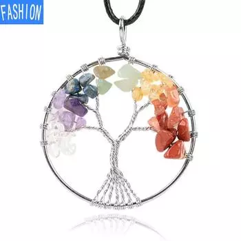 Ожерелье с подвеской «Древо жизни», классический бестселлер, белый K, натуральный камень, полудрагоценный камень, плетение вручную colorful 18in.rope