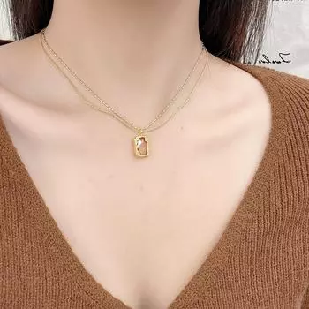 Ожерелье с подвеской «Двойной кристалл Майяра»: Осенне-зимняя ретро-цепочка для свитера высокого класса с нишевым универсальным дизайном ключицы N1385 золотой