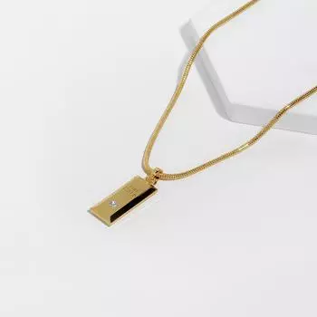 Ожерелье с подвеской Get Rich Small Gold Bar, женское, с медным покрытием, настоящее золото, премиум-класса, простая цепочка на ключицу, темперамент, цепочка из змеиной кости, аксессуары золотой