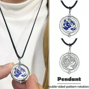 Ожерелье с подвеской «Голубая роза» ручной работы, вращающееся ожерелье с подвеской «Голубая роза», украшения на День святого Валентина