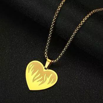 Ожерелье с подвеской Heart of Flame для женщин Love The Heart of Sensual Simple Jewelry Цепочка из нержавеющей стали Подарок