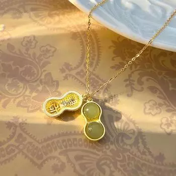 Ожерелье с подвеской Hetian Jade Peanut, бесконечные хорошие вещи, арахисовый темперамент, нишевая модная цепочка на ключицу, новый стиль
