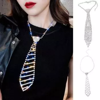 Ожерелье с подвеской и кисточкой, регулируемое сверкающее колье со стразами, ожерелье для вечеринки, выпускного вечера, ювелирное изделие, подарок A