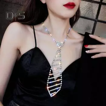 Ожерелье с подвеской и кисточкой, регулируемое сверкающее колье со стразами, ожерелье для вечеринки, выпускного вечера, ювелирное изделие, подарок A