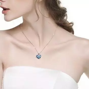 Ожерелье с подвеской I Love Your Forever Ocean Heart со стразами яркого цвета, долговечный блеск, регулируемый