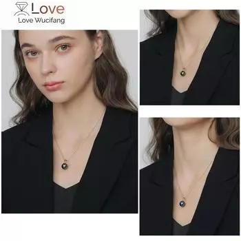 Ожерелье с подвеской из 18-каратного желтого золота класса Aaa, 10-11 мм, натуральный таитянский культивированный жемчуг Южного моря, с цепочкой из серебра 925 пробы 45cm чёрный