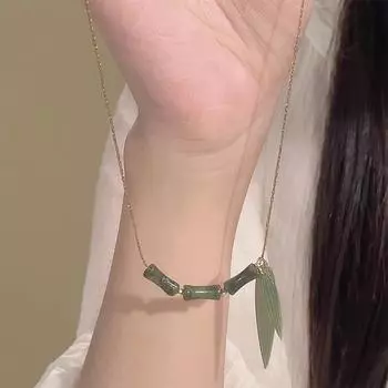 Ожерелье с подвеской из бамбука в китайском стиле для женщин и девочек, простая изысканная винтажная цепочка на ключицу, повседневная одежда, ювелирные изделия onesize
