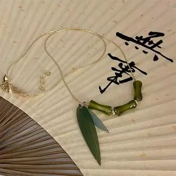 Ожерелье с подвеской из бамбука в китайском стиле для женщин и девочек, простая изысканная винтажная цепочка на ключицу, повседневная одежда, ювелирные изделия