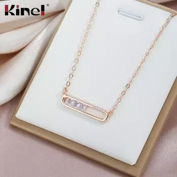 Ожерелье с подвеской из блестящего циркона Kinel для женщин, цепочка из розового золота розового золота