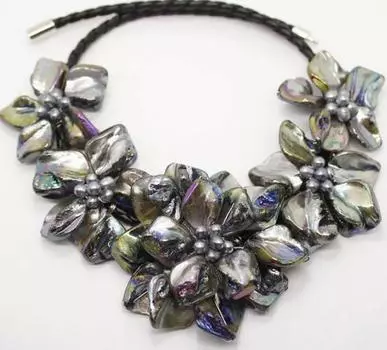 Ожерелье с подвеской из черного жемчуга-ракушки и 5 цветов длиной 18 дюймов