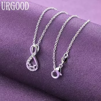 Ожерелье с подвеской из циркона из стерлингового серебра 925 пробы в форме сердца, свадебные модные украшения 45cm