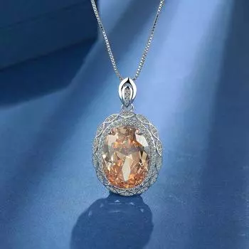 Ожерелье с подвеской из циркония цвета шампанского Подарки на День святого Валентина Романтические аксессуары copper белого золота