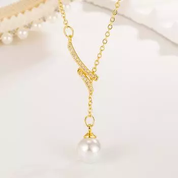 Ожерелье с подвеской из искусственного жемчуга для женщин, корейский нишевый дизайн, простое и легкое роскошное ожерелье