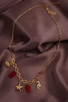 Ожерелье с подвеской из коралла и морской фигурой