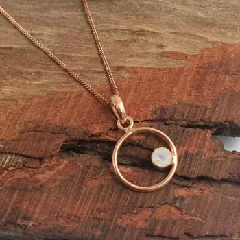 Ожерелье с подвеской из лунного камня в июне, стерлинговое серебро 925 пробы, ювелирные украшения ручной работы розового золота