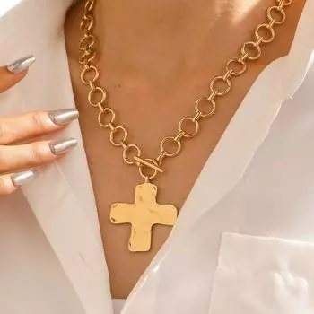 Ожерелье с подвеской из металлического сплава в простом холодном стиле 1 pcs золотистый