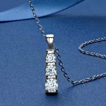 Ожерелье с подвеской из муассанита для женщин и мужчин, стерлинговое серебро S925, ожерелья с 3 камнями и бриллиантами, модные универсальные женские ювелирные украшения 45cm белого золота