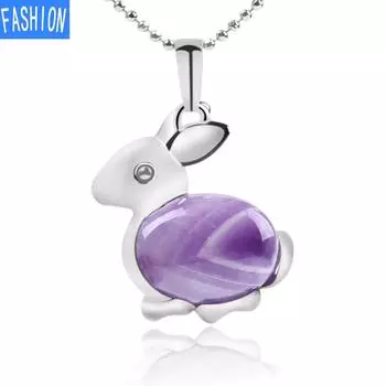 Ожерелье с подвеской из натурального камня серии Lovely Animal из натурального хрусталя и кролика opal