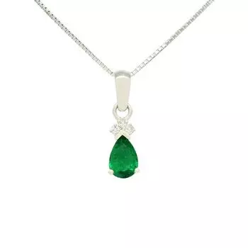 Ожерелье с подвеской из натурального колумбийского зеленого изумруда в форме груши