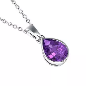 Ожерелье с подвеской из натурального аметиста/Подвеска из драгоценного камня с аметистом из стерлингового серебра