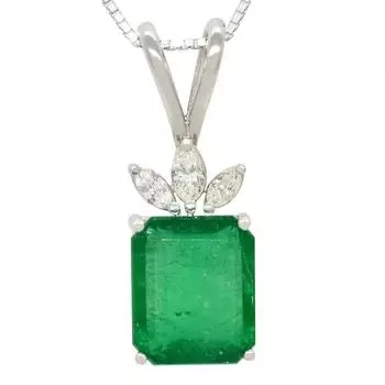 Ожерелье с подвеской из натурального колумбийского изумруда большой изумрудной огранки для нее