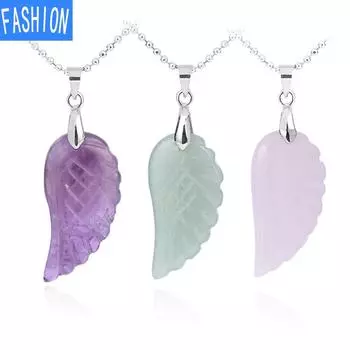 Ожерелье с подвеской из натурального хрусталя и камня Крыло ангела, мужское и женское ожерелье с аурой, синее золото, обсидиан, подвеска obsidian