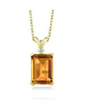 Ожерелье с подвеской из натурального цитрина/колье с цитрином/кулон с цитрином стерлингового серебра