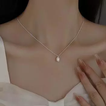 Ожерелье с подвеской из натурального жемчуга из стерлингового серебра S925 для женщин, необычный дизайн, ожерелье с цепочкой на ключицу и шею